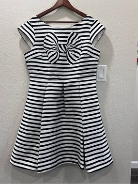 Kate Spade Mariella Bow Stripe Dress 16 NWT Fit and Flare Cap Sleeve Cocktail
